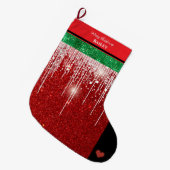 メリークリスマスパーソナライズされたの名前(赤と緑) ラージクリスマスストッキング (正面 (吊り時))