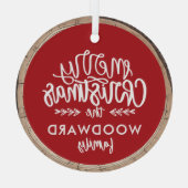 メリークリスマスパーソナライズされたの家族の名前 ガラスオーナメント (裏面)