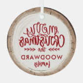 メリークリスマスパーソナライズされたの家族の名前 ガラスオーナメント (裏面)