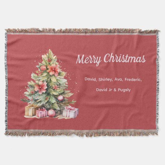 メリークリスマスパーソナライズされたの木 スローブランケット (正面)