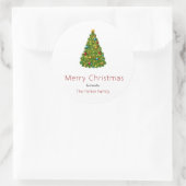 メリークリスマスパーソナライズされたの木 ラウンドシール (バッグ)