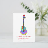 メリークリスマスパーソナライズされたギター シーズンポストカード (スタンド正面)