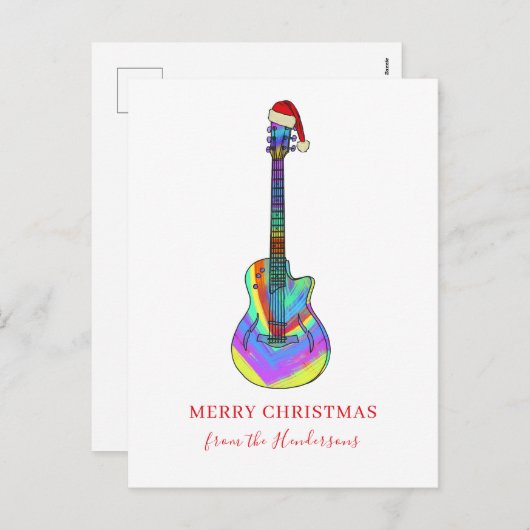 メリークリスマスパーソナライズされたギター シーズンポストカード (正面/裏面)