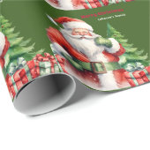 メリークリスマスパーソナライズされたグリーン ラッピングペーパー (ロールコーナー)