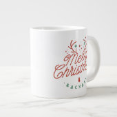 メリークリスマスパーソナライズされたトナカイ〔雄ジカの〕枝角 ジャンボコーヒーマグカップ (正面右)