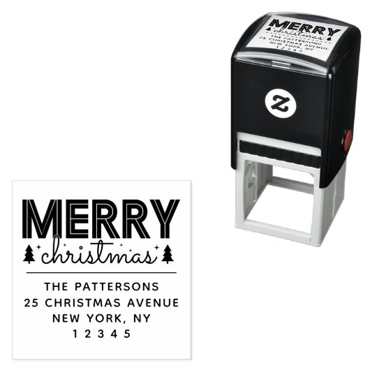 メリークリスマスパーソナライズされたネーム差出人住所 セルフインキングスタンプ (インサイチュ)