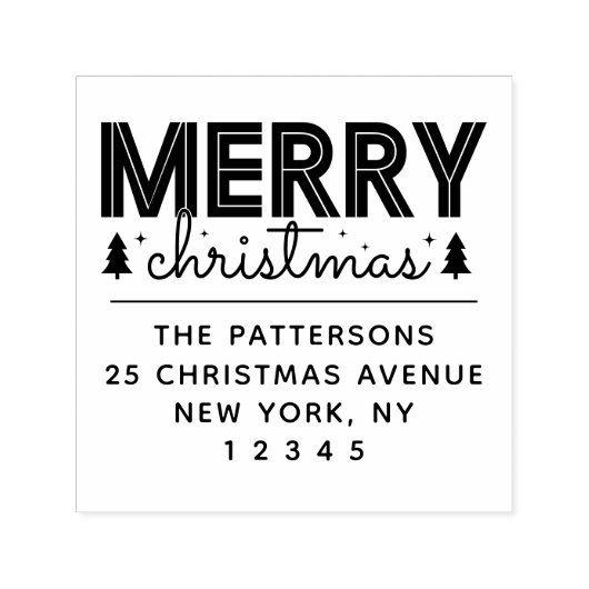 メリークリスマスパーソナライズされたネーム差出人住所 セルフインキングスタンプ (デザイン)