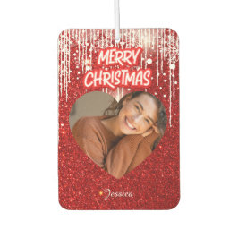 メリークリスマスパーソナライズされたハート写真名 カーエアーフレッシュナー