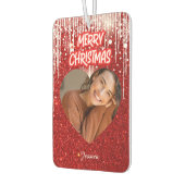 メリークリスマスパーソナライズされたハート写真名 カーエアーフレッシュナー (左)