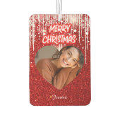 メリークリスマスパーソナライズされたハート写真名 カーエアーフレッシュナー (裏面)