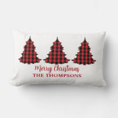 メリークリスマスパーソナライズされたバッファローチェック ランバークッション (正面)