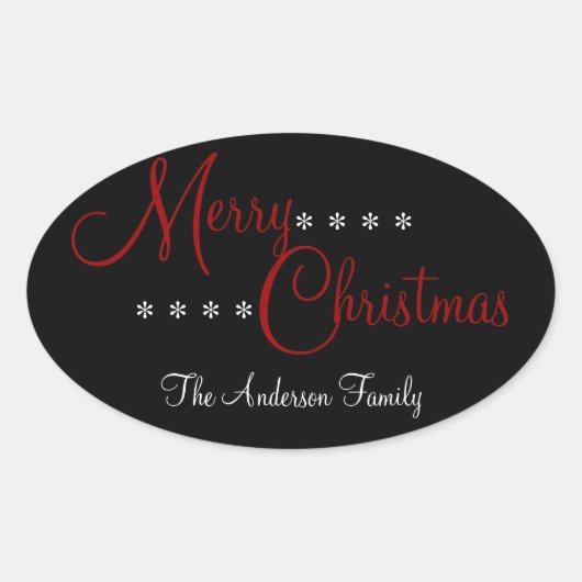 メリークリスマスパーソナライズされたパッケージシール 楕円形シール (正面)