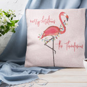 メリークリスマスパーソナライズされたピンクフラミンゴ クッション