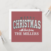 メリークリスマスパーソナライズされたファミリーパーティー2025 カード (正面/裏面インサイチュ)