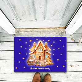 メリークリスマスパーソナライズされたファミリー名海軍おもしろい ドアマット