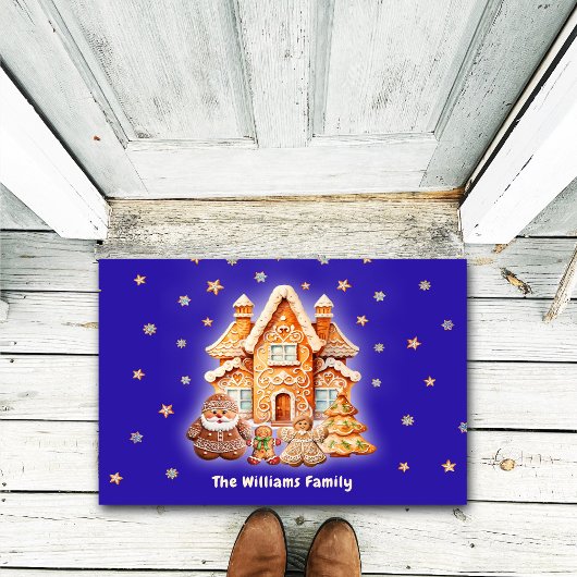 メリークリスマスパーソナライズされたファミリー名海軍おもしろい ドアマット