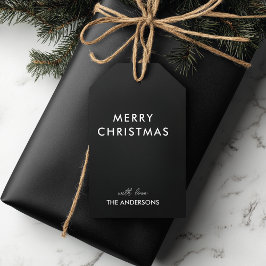 メリークリスマスパーソナライズされたブラック | 名前をカスタムする ギフトタグ