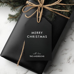 メリークリスマスパーソナライズされたブラック 名前をカスタムする ギフトタグ