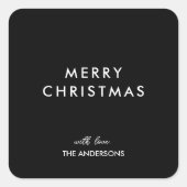 メリークリスマスパーソナライズされたブラック | 名前をカスタムする スクエアシール (正面)