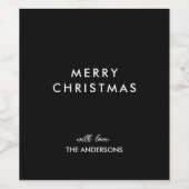 メリークリスマスパーソナライズされたブラック | 名前をカスタムする ワインラベル (シングルラベル)