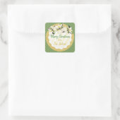 メリークリスマスパーソナライズされたポインセチアのシール スクエアシール (バッグ)