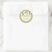 メリークリスマスパーソナライズされたポインセチアのシール ラウンドシール (バッグ)