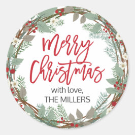 メリークリスマスパーソナライズされたラウンドギフトステッカー ラウンドシール