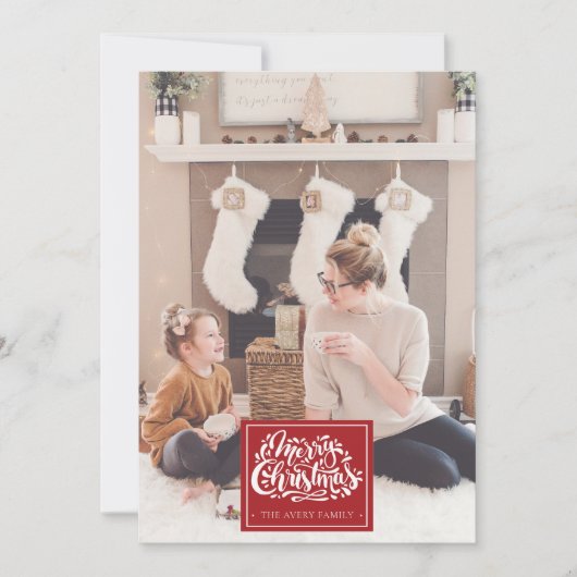 メリークリスマスパーソナライズされた写真冬の鳥 シーズンカード (正面)