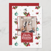 メリークリスマスパーソナライズされた写真冬の鳥 シーズンカード (正面/裏面)