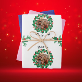 メリークリスマスパーソナライズされた写真 ラッピングペーパーシート