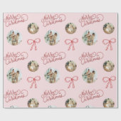 メリークリスマスパーソナライズされた写真 ラッピングペーパー (フラット)