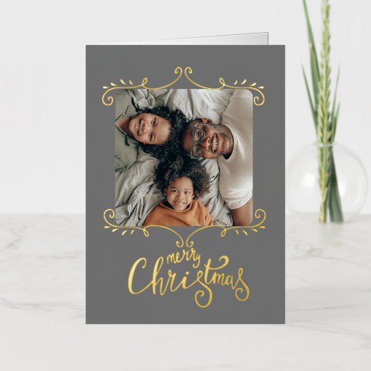 メリークリスマスパーソナライズされた写真 箔シーズンカード (正面)