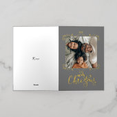 メリークリスマスパーソナライズされた写真 箔シーズンカード (外側レイダウン)