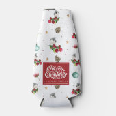メリークリスマスパーソナライズされた冬の鳥のパターン ボトルクーラー (正面)