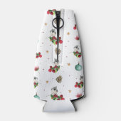 メリークリスマスパーソナライズされた冬の鳥のパターン ボトルクーラー (裏面)