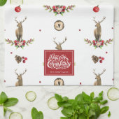 メリークリスマスパーソナライズされた冬の鹿のパターン キッチンタオル (折り畳み)