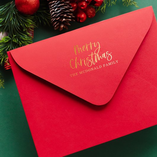 メリークリスマスパーソナライズされた台本の姓 ラバースタンプ