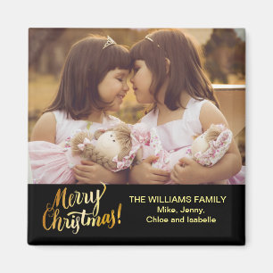 メリークリスマスパーソナライズされた家族の写真 マグネット