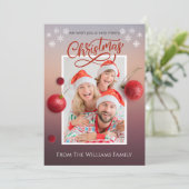 メリークリスマスパーソナライズされた家族フォトカード 招待状 (スタンド正面)