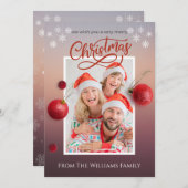 メリークリスマスパーソナライズされた家族フォトカード 招待状 (正面/裏面)