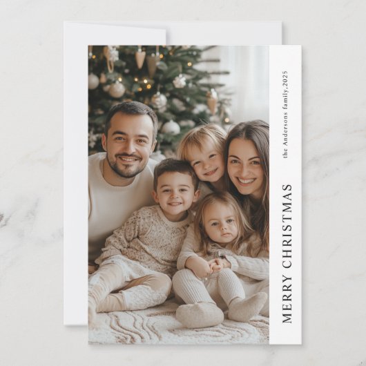 メリークリスマスパーソナライズされた家族フォトカード 招待状 (正面)