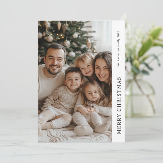 メリークリスマスパーソナライズされた家族フォトカード 招待状 (スタンド正面)