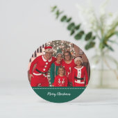 メリークリスマスパーソナライズされた家族写真ラウンド シーズンカード (スタンド正面)