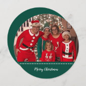 メリークリスマスパーソナライズされた家族写真ラウンド シーズンカード (正面/裏面)