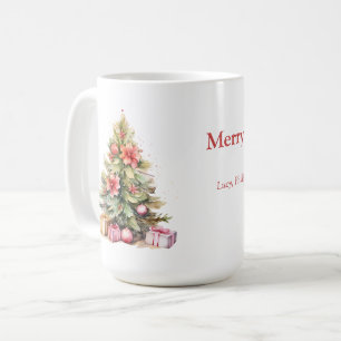 メリークリスマスパーソナライズされた文字クリスマスツリー コーヒーマグカップ