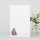 メリークリスマスパーソナライズされた文字クリスマスツリー 便箋 (スタンド正面)