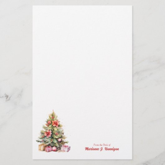 メリークリスマスパーソナライズされた文字クリスマスツリー 便箋 (正面)