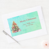 メリークリスマスパーソナライズされた文字クリスマスツリー 長方形シール (封筒)