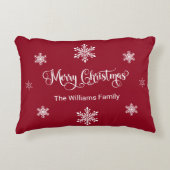 メリークリスマスパーソナライズされた赤アクセント枕 アクセントクッション (正面)