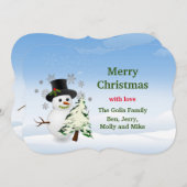 メリークリスマスパーソナライズされた雪だるまカード シーズンカード (正面/裏面)